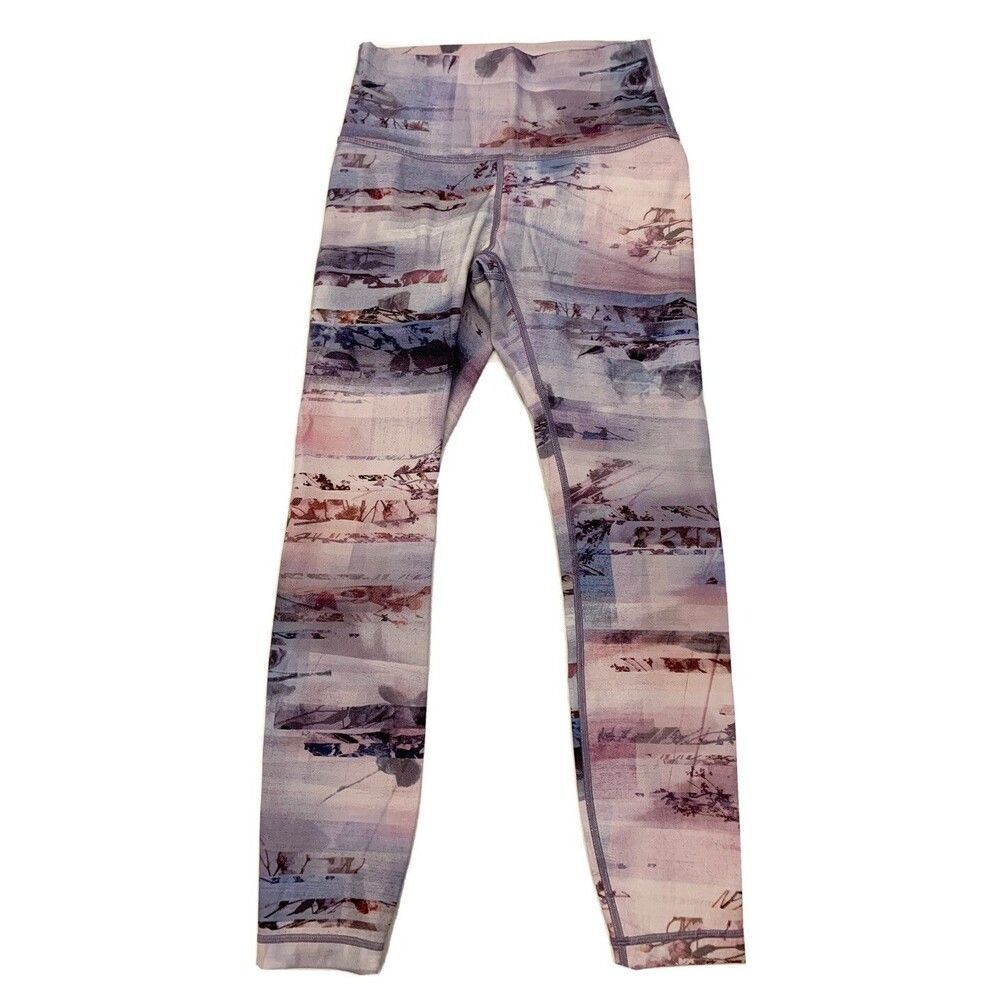 Lululemon Wunder Sunrise Athletic Pants Size 4 11" Leggings Purple Gray Pink